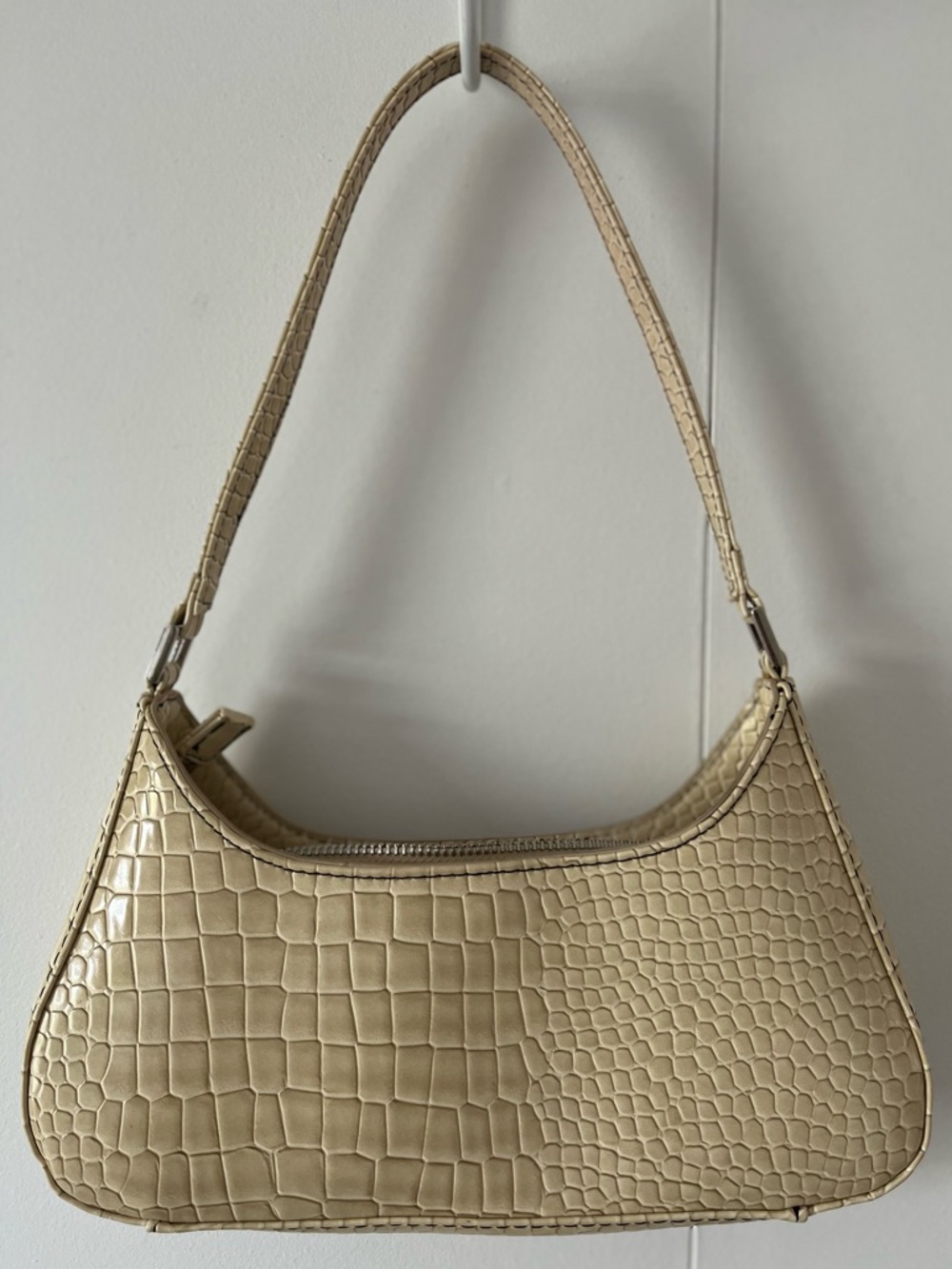 Urban Outfitters Beige Croc-Embossed Shoulder Bag